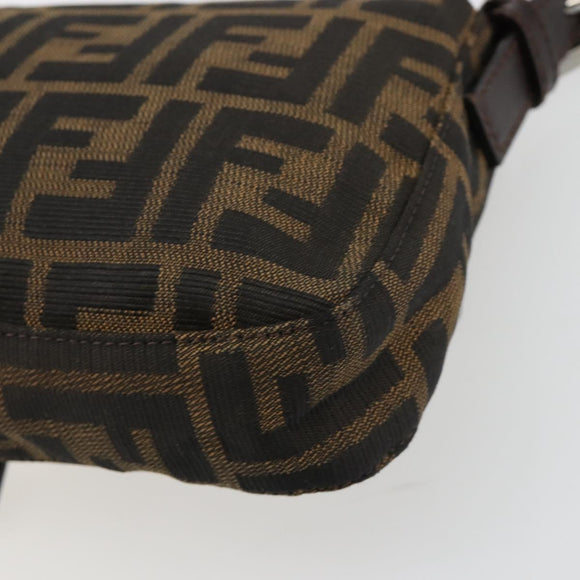 FENDI Zucca Canvas Mamma Baguette Umhängetasche Schwarz Braun Auth 181715V