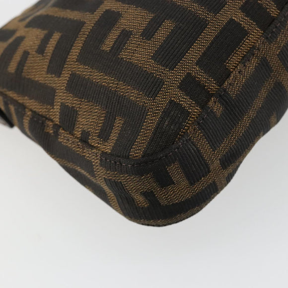 FENDI Zucca Canvas Mamma Baguette Shoulder Bag Black Brown Auth 181715V