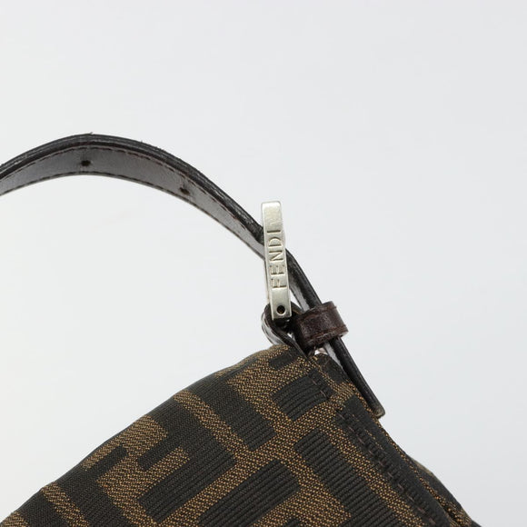 FENDI Zucca Canvas Mamma Baguette Shoulder Bag Black Brown Auth 181715V