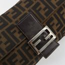 FENDI Zucca Canvas Mamma Baguette Shoulder Bag Black Brown Auth 181715V-20