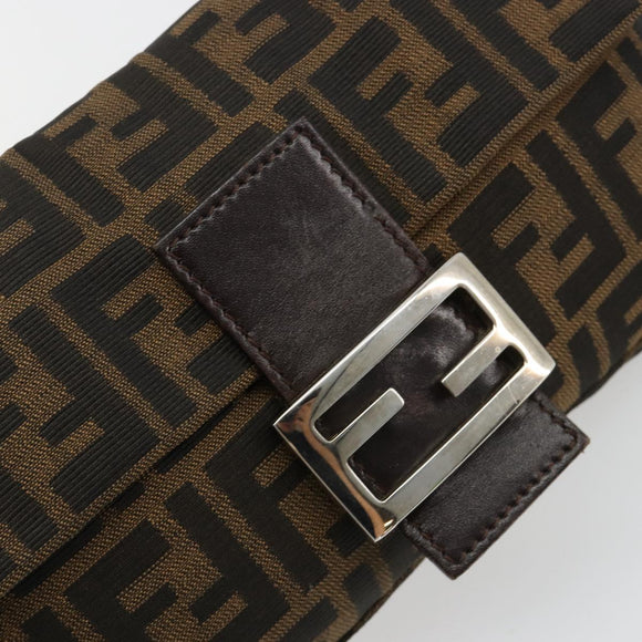 FENDI Zucca Canvas Mamma Baguette Umhängetasche Schwarz Braun Auth 181715V