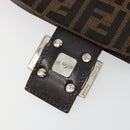 FENDI Zucca Canvas Mamma Baguette Shoulder Bag Black Brown Auth 181715V-21