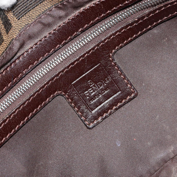 FENDI Zucca Canvas Mamma Baguette Shoulder Bag Black Brown Auth 181715V