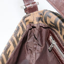 FENDI Zucca Canvas Mamma Baguette Shoulder Bag Black Brown Auth 181715V-25