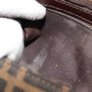 FENDI Zucca Canvas Mamma Baguette Shoulder Bag Black Brown Auth 181715V-11