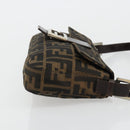 FENDI Zucca Canvas Mamma Baguette Shoulder Bag Black Brown Auth 181715V-3