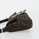 FENDI Zucca Canvas Mamma Baguette Shoulder Bag Black Brown Auth 181715V-4