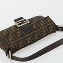 FENDI Zucca Canvas Mamma Baguette Shoulder Bag Black Brown Auth 181715V-6
