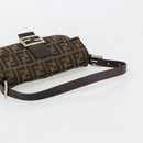 FENDI Zucca Canvas Mamma Baguette Shoulder Bag Black Brown Auth 181715V-7