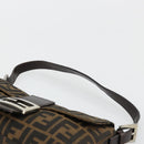 FENDI Zucca Canvas Mamma Baguette Shoulder Bag Black Brown Auth 181715V-14