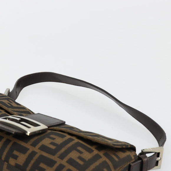 FENDI Zucca Canvas Mamma Baguette Umhängetasche Schwarz Braun Auth 181715V