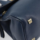 Salvatore Ferragamo Studio Hand Bag Leather 2way Blue Gold Auth 181716A-13