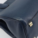 Salvatore Ferragamo Studio Hand Bag Leather 2way Blue Gold Auth 181716A-15