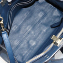 Salvatore Ferragamo Studio Hand Bag Leather 2way Blue Gold Auth 181716A-18