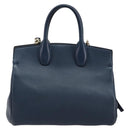 Salvatore Ferragamo Studio Hand Bag Leather 2way Blue Gold Auth 181716A-3