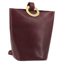 CELINE Circle Shoulder Bag Leather Bordeaux Gold Auth 181718-1