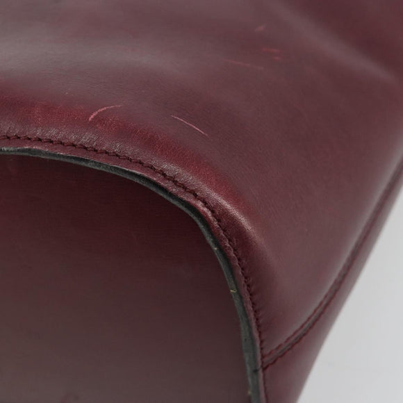 CELINE Circle Shoulder Bag Leather Bordeaux Gold Auth 181718