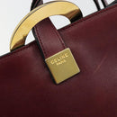 CELINE Circle Shoulder Bag Leather Bordeaux Gold Auth 181718-17