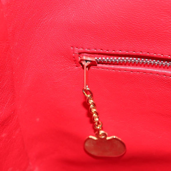 CELINE Circle Shoulder Bag Leather Bordeaux Gold Auth 181718