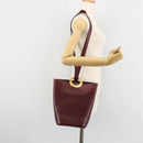 CELINE Circle Shoulder Bag Leather Bordeaux Gold Auth 181718-24