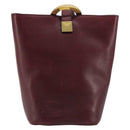 CELINE Circle Shoulder Bag Leather Bordeaux Gold Auth 181718-2