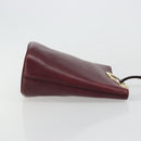 CELINE Circle Shoulder Bag Leather Bordeaux Gold Auth 181718-3