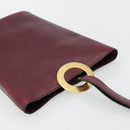 CELINE Circle Shoulder Bag Leather Bordeaux Gold Auth 181718-6