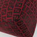 FENDI Zucchino Canvas Mamma Baguette Shoulder Bag Red Silver Auth 181719V-17