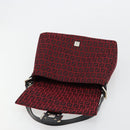 FENDI Zucchino Canvas Mamma Baguette Shoulder Bag Red Silver Auth 181719V-9
