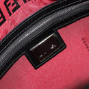 FENDI Zucchino Canvas Mamma Baguette Shoulder Bag Red Silver Auth 181719V-20