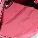 FENDI Zucchino Canvas Mamma Baguette Shoulder Bag Red Silver Auth 181719V-11