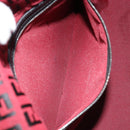 FENDI Zucchino Canvas Mamma Baguette Shoulder Bag Red Silver Auth 181719V-24