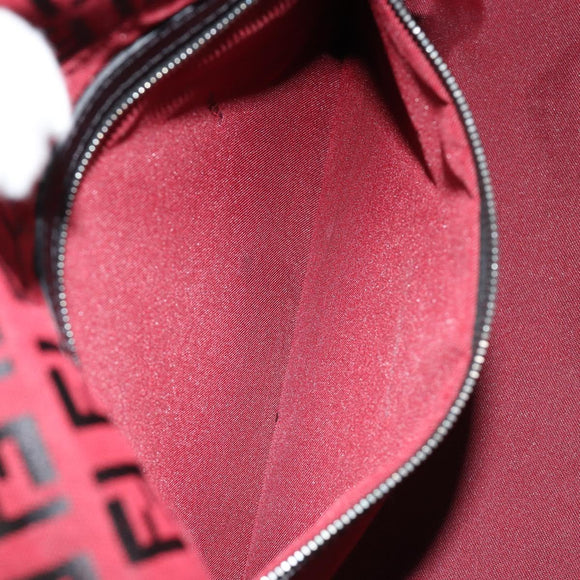 FENDI Zucchino Canvas Mamma Baguette Shoulder Bag Red Silver Auth 181719V
