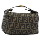 FENDI Zucca Canvas Vanity Hand Bag Black Brown Auth 181720-1
