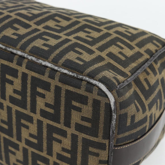 FENDI Zucca Canvas Vanity Hand Bag Black Brown Auth 181720