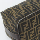 FENDI Zucca Canvas Vanity Hand Bag Black Brown Auth 181720-16