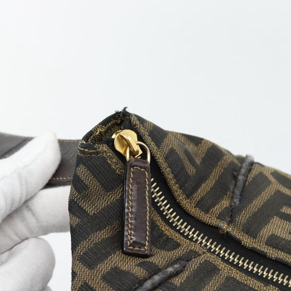 FENDI Zucca Canvas Vanity Hand Bag Black Brown Auth 181720