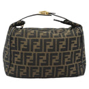 FENDI Zucca Canvas Vanity Hand Bag Black Brown Auth 181720-13