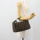 FENDI Zucca Canvas Vanity Hand Bag Black Brown Auth 181720-20