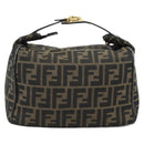 FENDI Zucca Canvas Vanity Hand Bag Black Brown Auth 181720-2