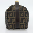 FENDI Zucca Canvas Vanity Hand Bag Black Brown Auth 181720-3