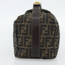 FENDI Zucca Canvas Vanity Hand Bag Black Brown Auth 181720-4