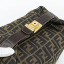 FENDI Zucca Canvas Vanity Hand Bag Black Brown Auth 181720-6