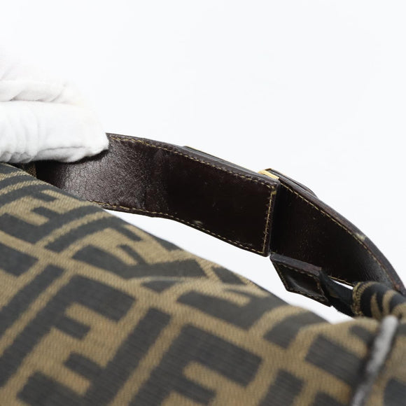 FENDI Zucca Canvas Vanity Hand Bag Black Brown Auth 181720
