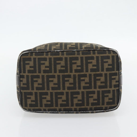 FENDI Zucca Canvas Vanity Hand Bag Black Brown Auth 181720