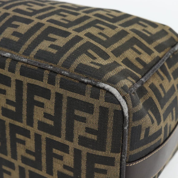 FENDI Zucca Canvas Vanity Hand Bag Black Brown Auth 181720