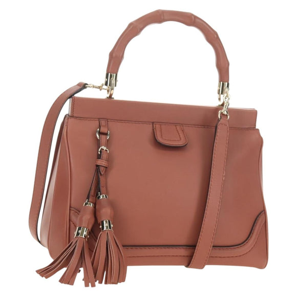 GUCCI Bamboo Handtas Leer 2way Roze Goud 308385 Auth 181722V