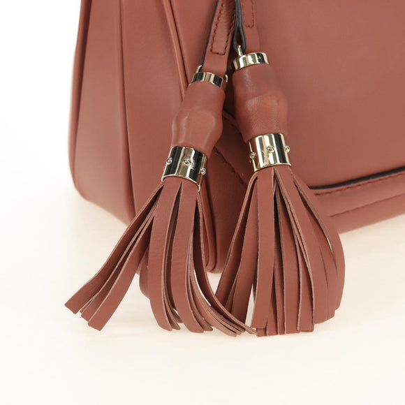 GUCCI Bamboo Handtas Leer 2way Roze Goud 308385 Auth 181722V