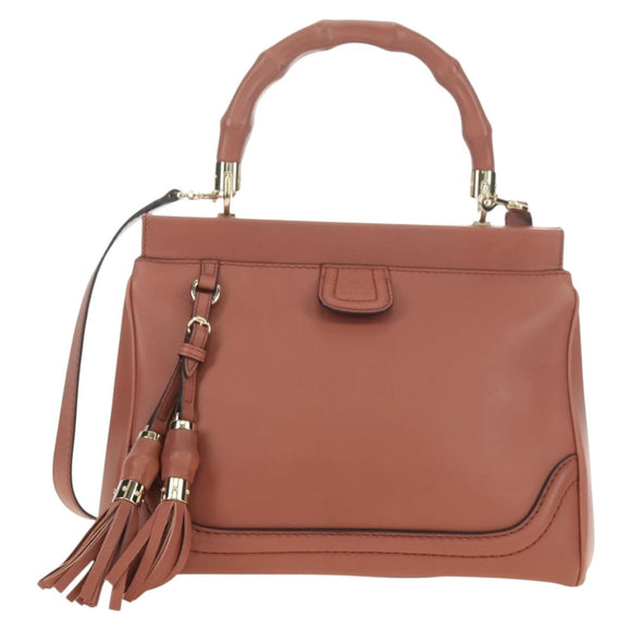 GUCCI Bamboo Handtas Leer 2way Roze Goud 308385 Auth 181722V