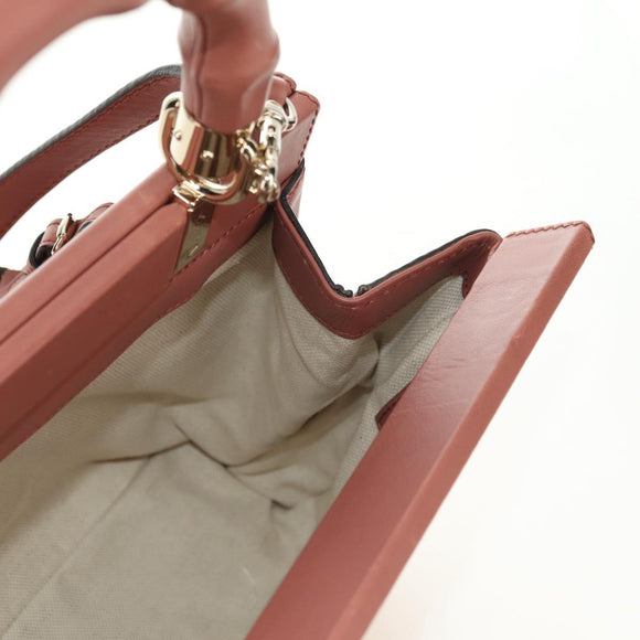 GUCCI Bamboo Handtas Leer 2way Roze Goud 308385 Auth 181722V